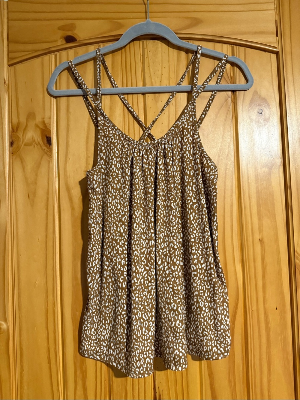 Pulse Brown Leopard-Print Crisscross Camisole